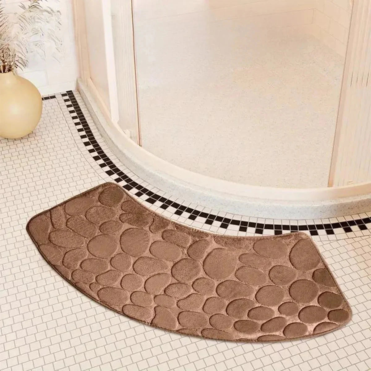 BowLift | Curved Bathroom Mat - Thick Absorbent Non-Slip Bath Mat for Bathroom Safety