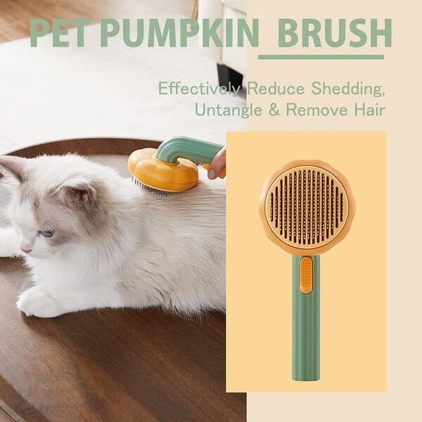 BowLift | Pumpkin Pet Comb Pet Grooming Self-Cleaning Brush For Dogs Cats Puppy Rabbits