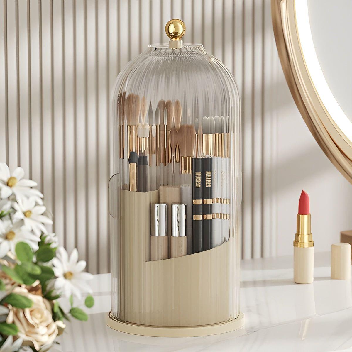 BowLift | Beauty SpinMate – 360° Rotating Makeup Brush Holder & Cosmetic Organiser with Dustproof Lid