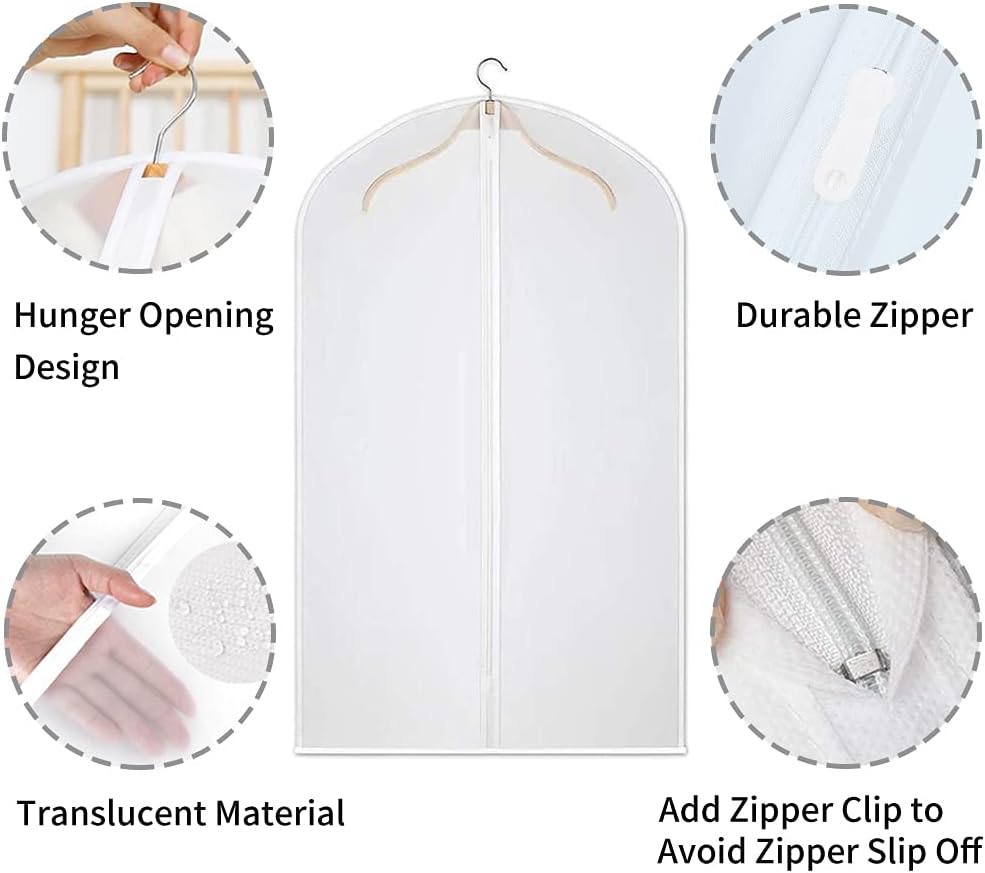BowLift | Clear PEVA Garment Storage Bags – 12 Pack Dustproof Clothes Protectors – 1+1 FREE
