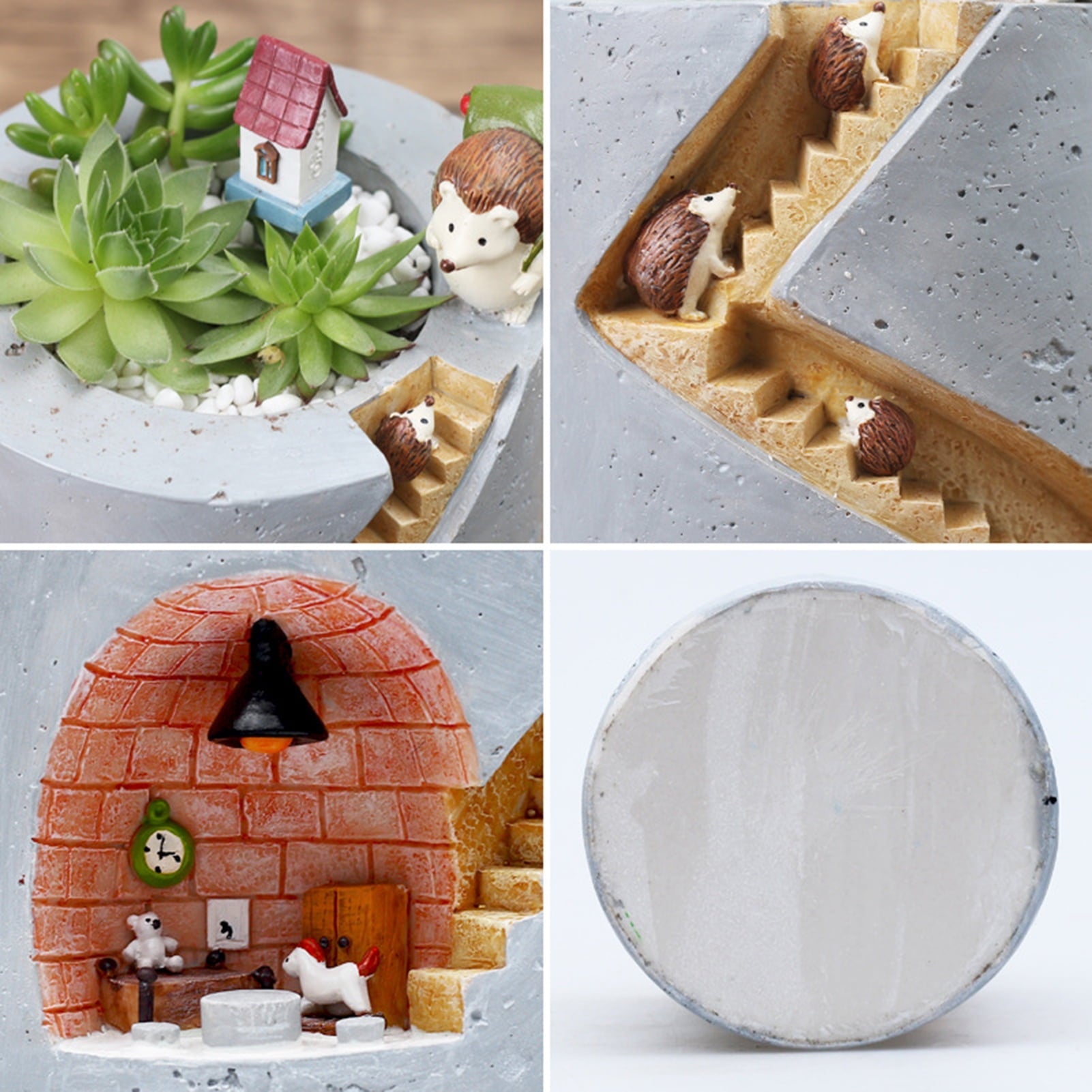 BowLift | Decorative plant pot with hedgehog and rabbit miniature – Creative staircase design for plants