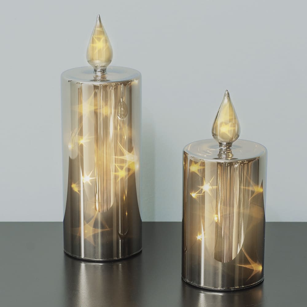 BowLift | LED Smoky 2pc. Glass Candle Set
