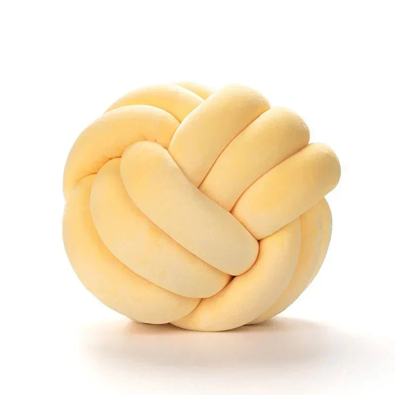 BowLift | Decorative, soft cushion with knotted ball in suede look