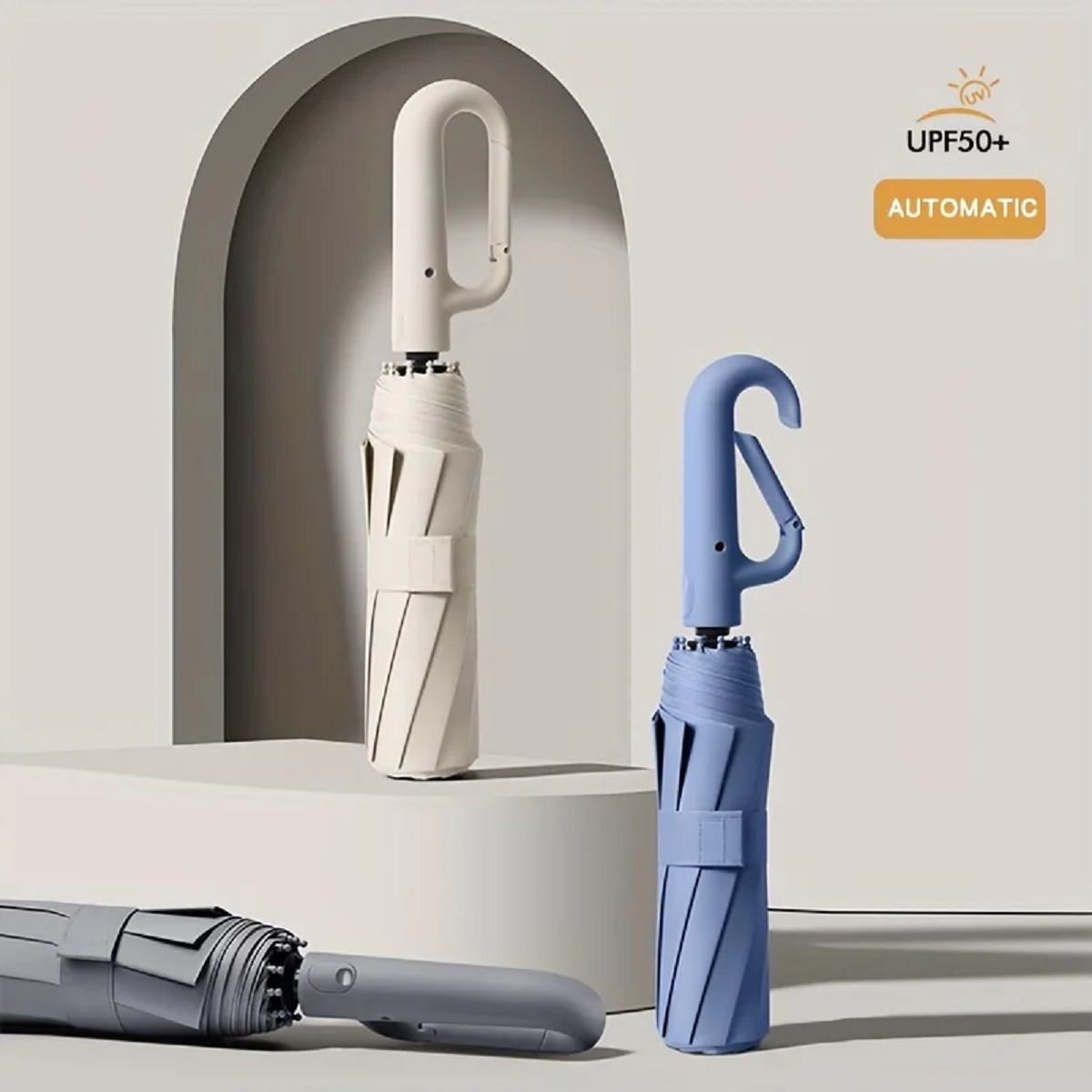 BowLift | Wind-Resistant Automatic Folding Umbrella with Large Buckle Handle – Compact & Durable