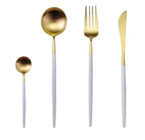 BowLift | LUXURIOUS STAINLESS STEEL 24-PIECE GOLD-SILVER CUTLERY SET