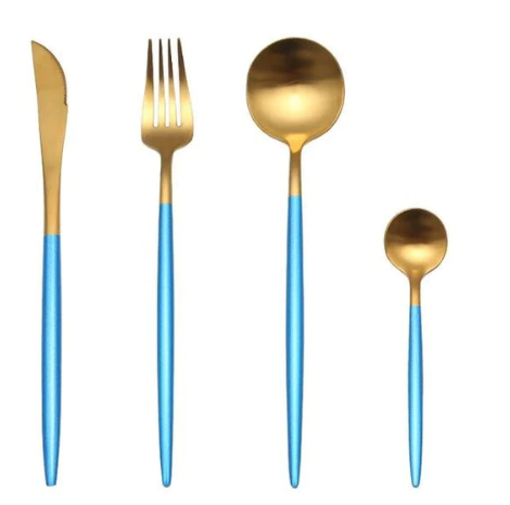 BowLift | LUXURIOUS STAINLESS STEEL 24-PIECE GOLD-SILVER CUTLERY SET