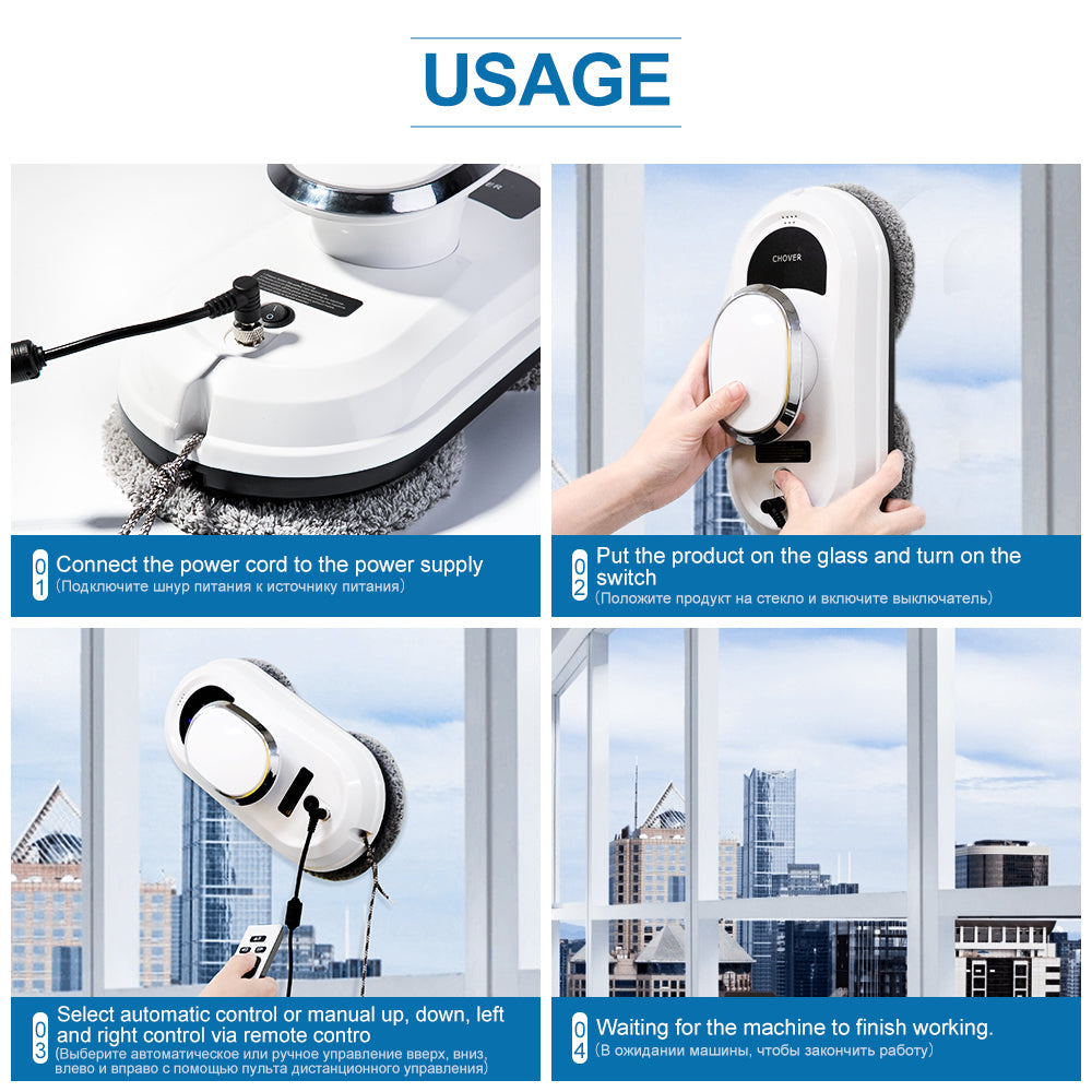 BowLift | CleanBot Smart Window Cleaner with Remote Control – Streak-Free Glass Cleaning