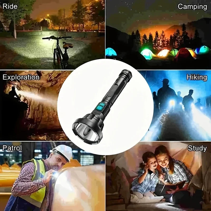 BowLift | 90000LM LED flashlight – Tactical searchlight with USB charging and super bright lighting