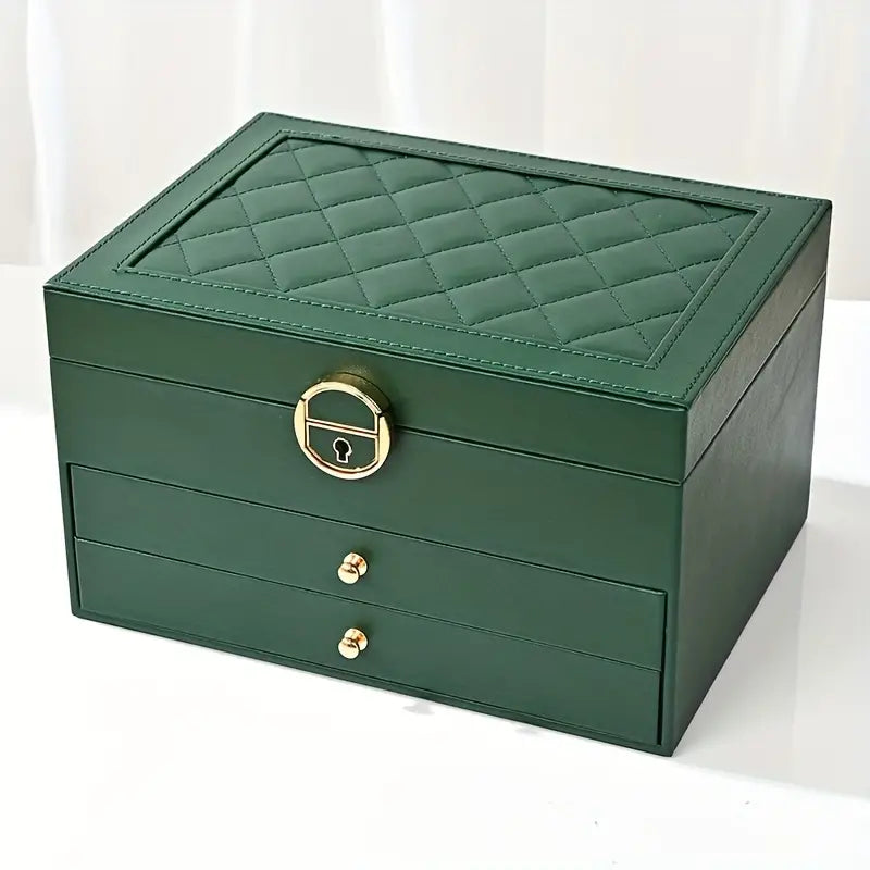 BowLift | Jewelry Box Leather | Lockable Multi-Layer Storage Organizer