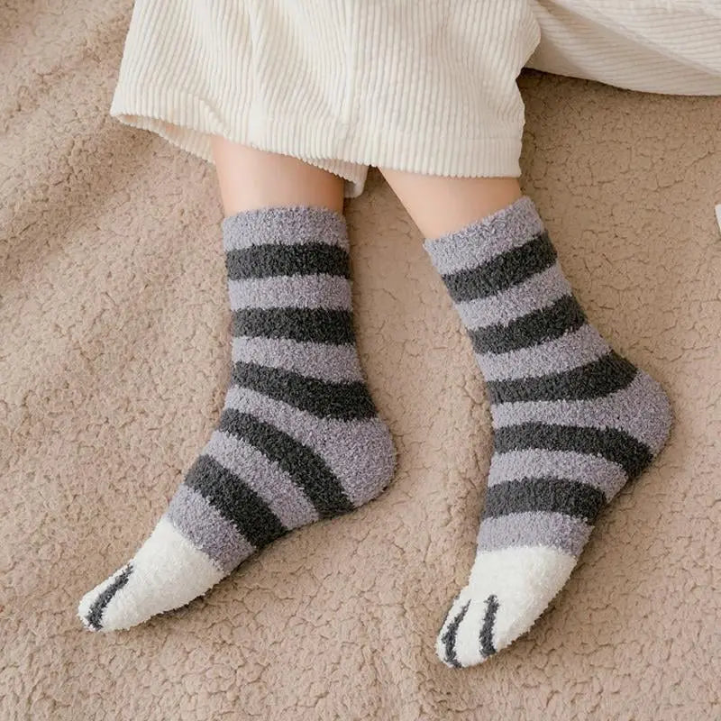 BowLift | Cozy Cat Paw Socks – Plush Fleece Ankle Socks with Elastic Fit