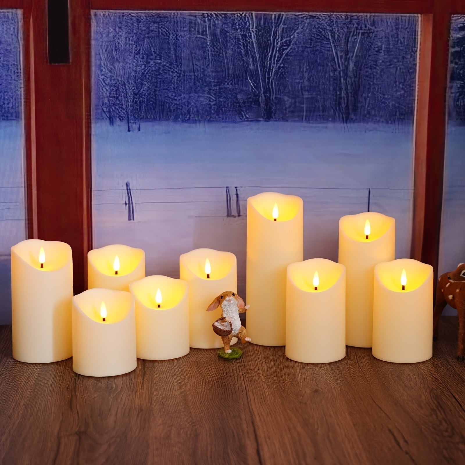 BowLift | GlowLuxe Flameless LED Candles Set (9-piece) – With Remote Control and Glitter Finish