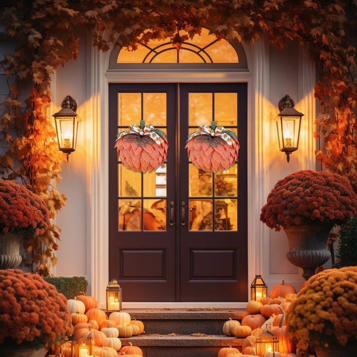 BowLift | Farmhouse Pumpkin Wreath For Front Door