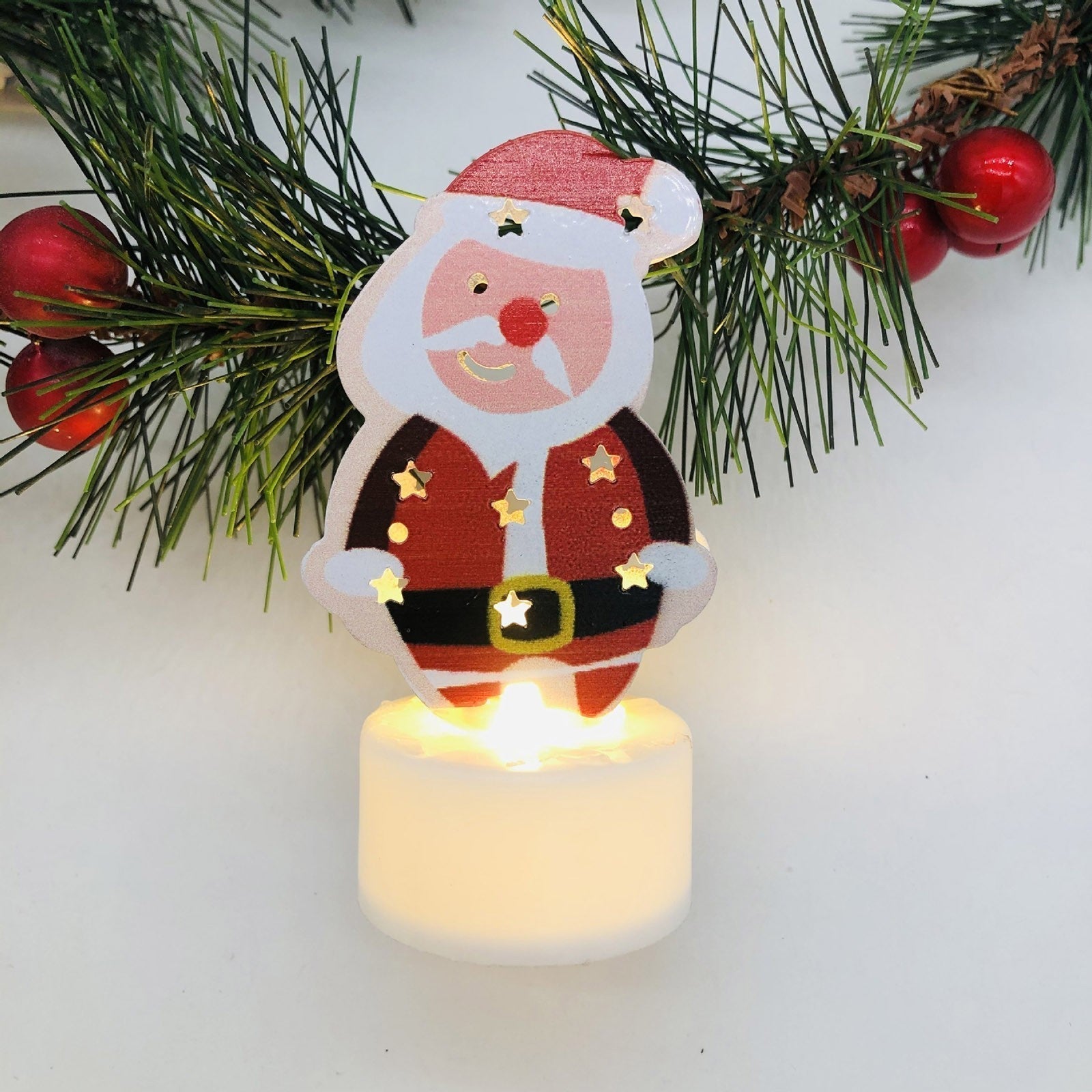 BowLift | Electronic LED Christmas Candle Lamps - Set of 10 – Adorable Santa, Snowman & Tree Night Lights for Festive Home, Party, & Garden Décor