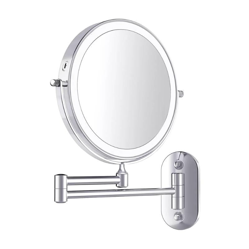 BowLift | Evida LED Magnifying Mirror with Chrome Finish – Rechargeable Vanity Mirror for Precise Makeup & Skincare