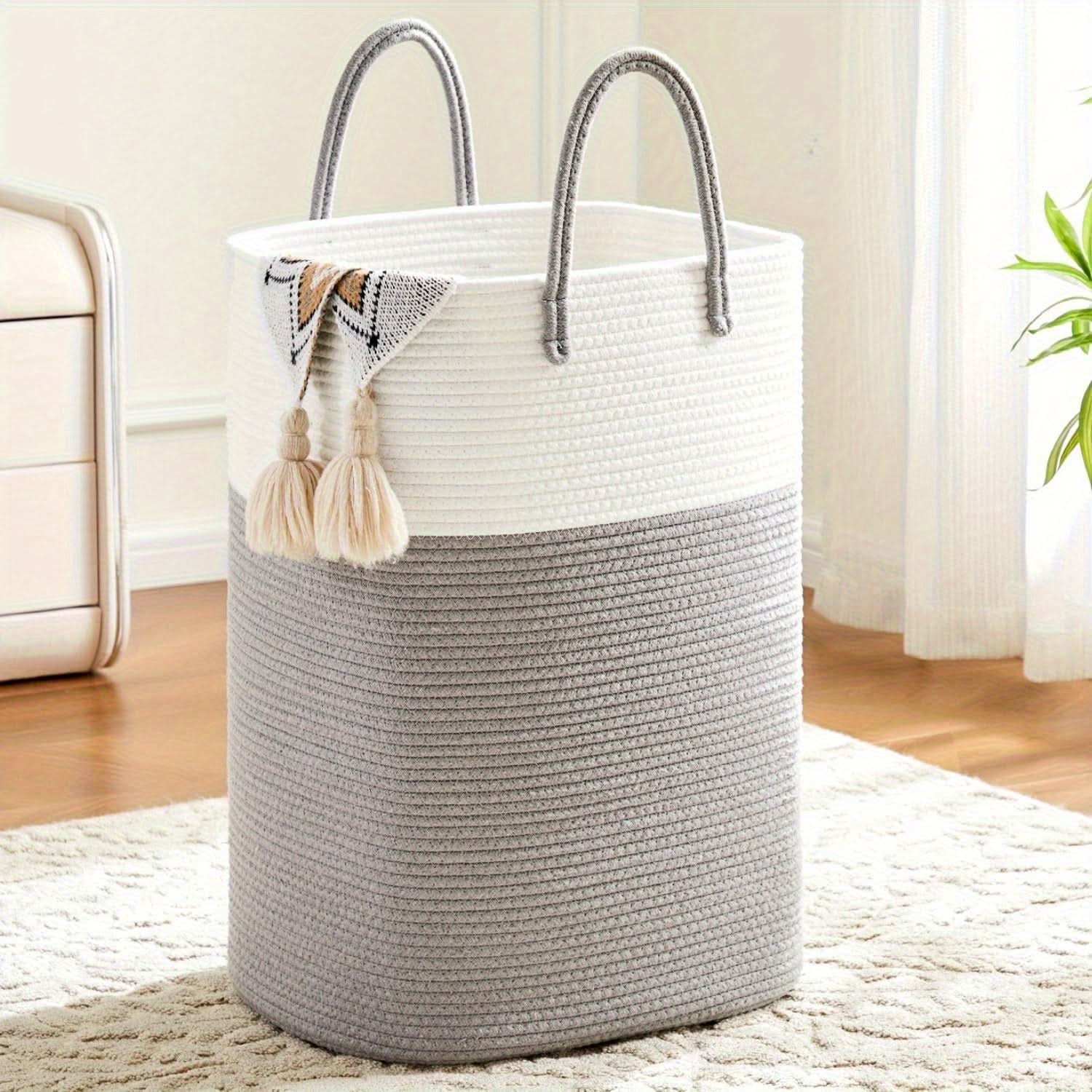 BowLift | Extra Large Laundry Hamper – 60L Woven Cotton Basket