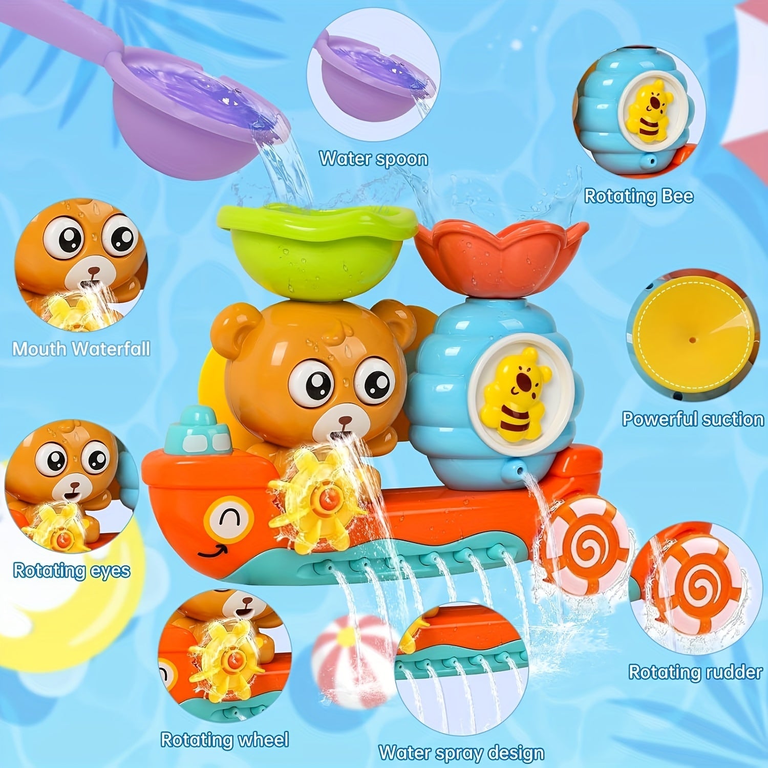 BowLift | Baby Bath Toy Floating Bear Boat