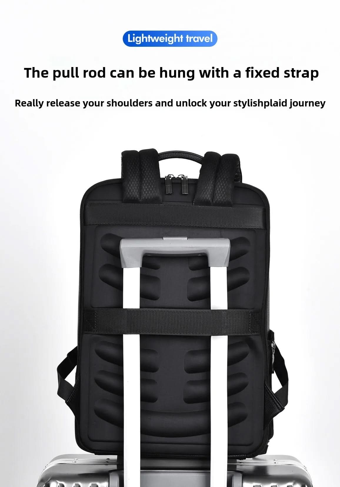 BowLift | Elegant leather rucksack for men/women with USB port for laptop and everyday use, 15.6 inch, black