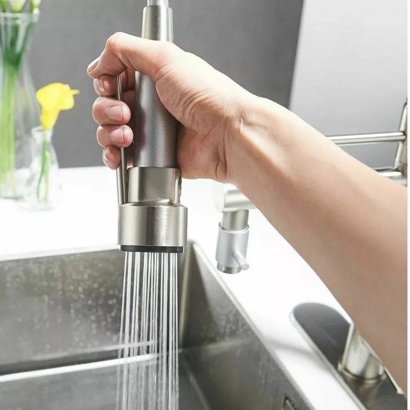 BowLift | 360° Stainless Steel Kitchen Faucet with Pull-Down Spring Spout