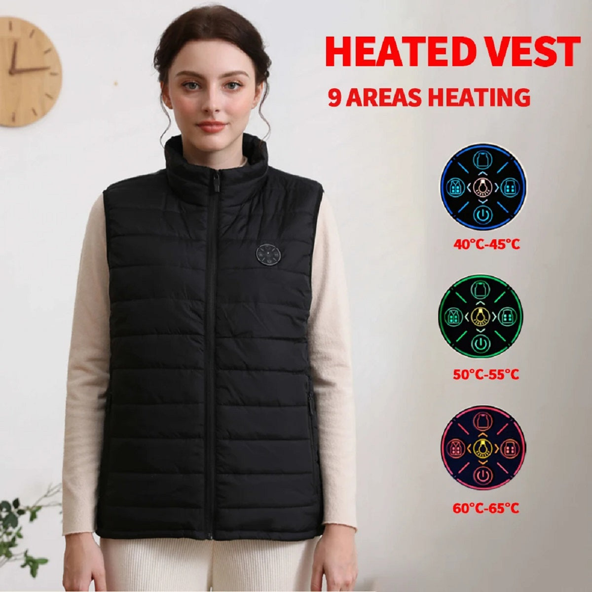 BowLift | 9-Zone USB Heated Vest | Rechargeable, Adjustable Heat Control & Ideal for Outdoor Activities