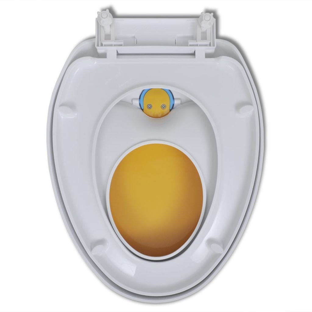 BowLift | White & Yellow Soft Close Toilet Seat for Adults/Children