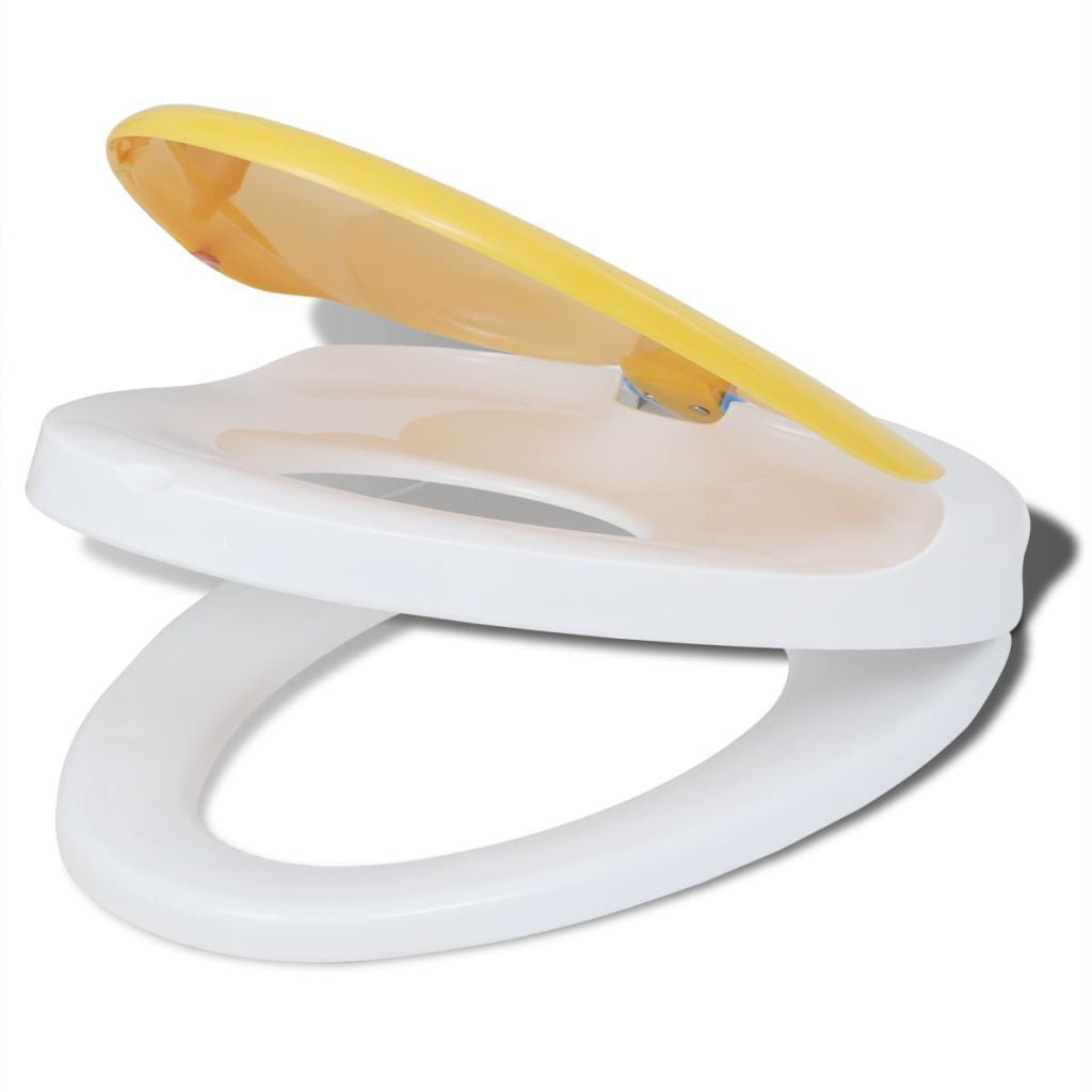 BowLift | White & Yellow Soft Close Toilet Seat for Adults/Children