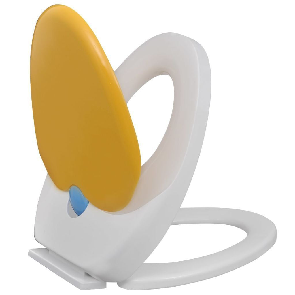 BowLift | White & Yellow Soft Close Toilet Seat for Adults/Children