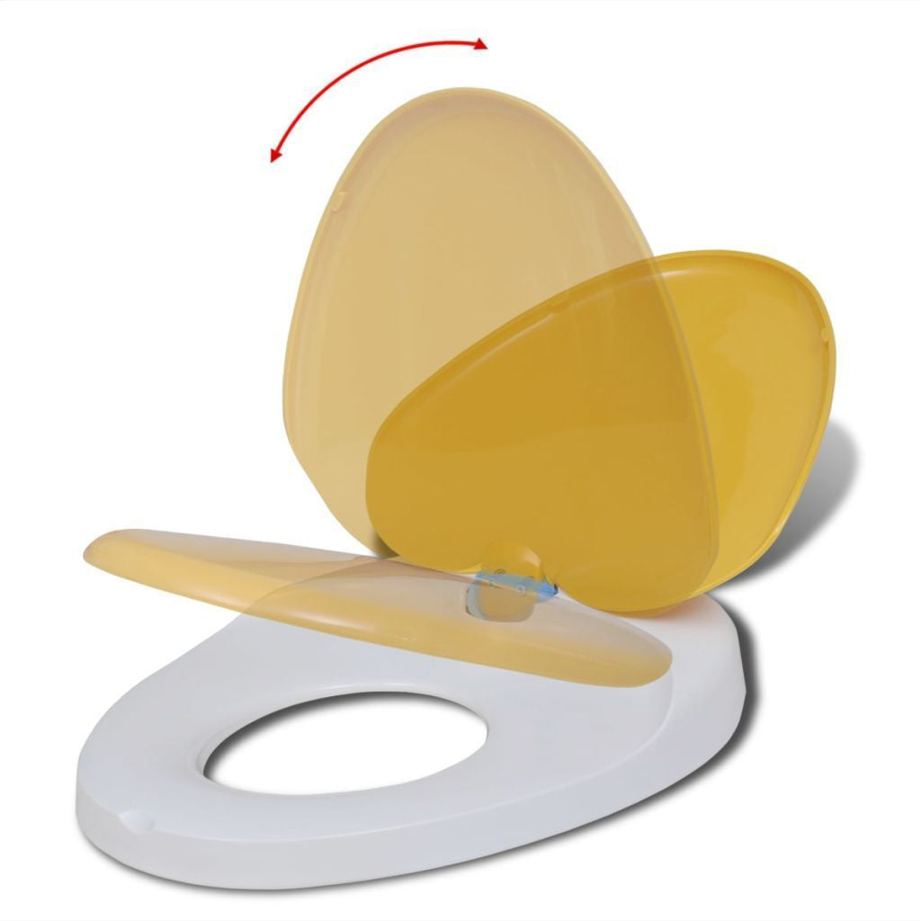 BowLift | White & Yellow Soft Close Toilet Seat for Adults/Children