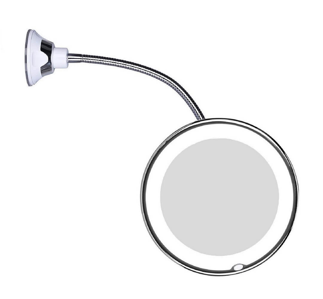 BowLift | LED magnifying mirror with flexible gooseneck | 10x magnification | daylight LED | cosmetic mirror
