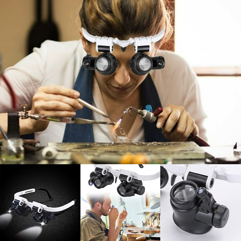BowLift | Magnifying Glasses with Dual LED Illumination | 8x, 15x, & 23x Combined Magnification | High-Definition Acrylic Optics | 180° Rotatable Lens System | Adjustable 5mm Lateral Alignment & Retractable Arms
