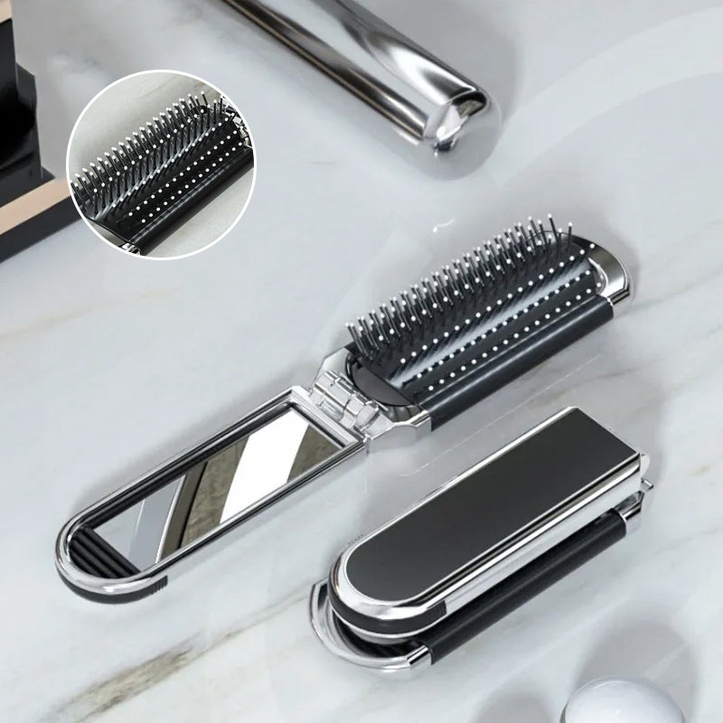 BowLift | MirrorFlex Travel Mirror Hair Brush | Foldable & Compact | Practical Styling on the Go