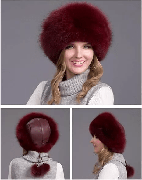 BowLift | FurLuxe Natural Fox Fur Winter Hat | Thick fur cap with earmuffs for elegant cold-weather style
