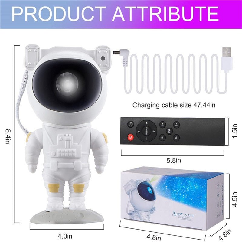 BowLift | Galaxy Star Projector Night Light - Astronaut Theme Room Decor, Starry Sky Lamp for Bedroom Decoration and Unique Gift Idea