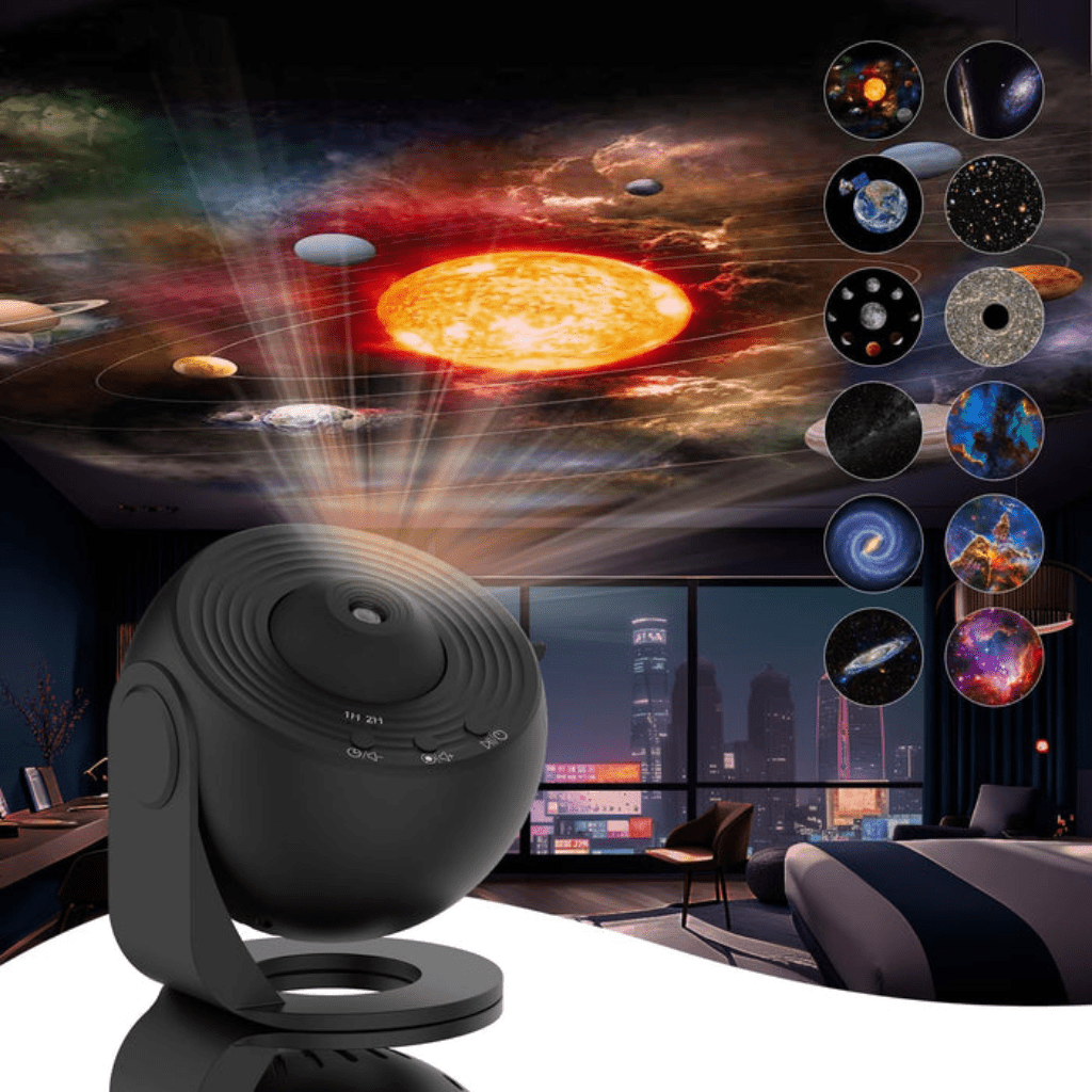 BowLift | CELESTICAST – HD Star Projector with 13 Galaxy Discs & Timer Function