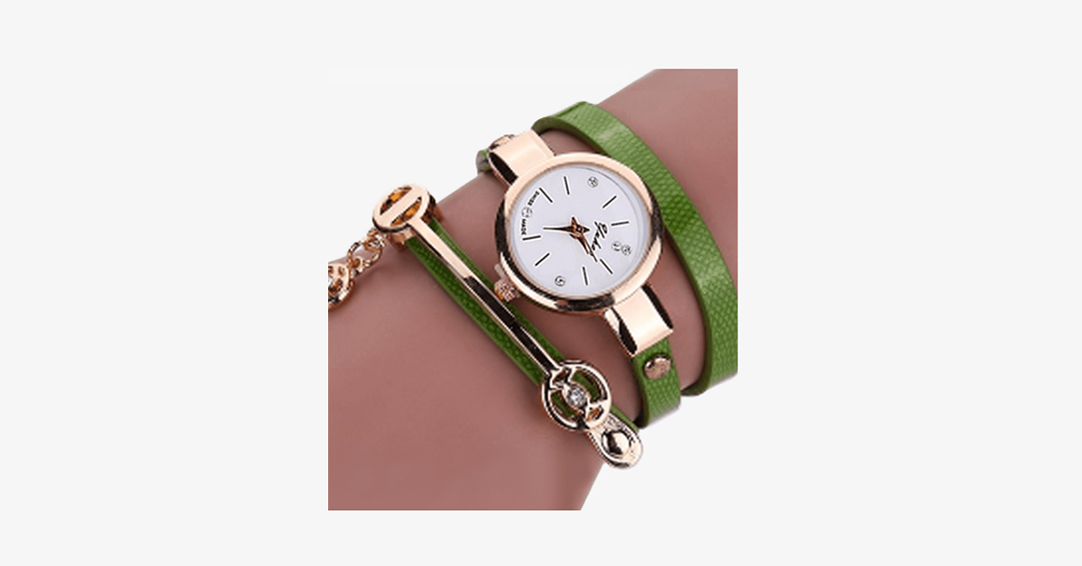 BowLift | Gold Charm Wrap Watch - Multicolored vegan leather watch for stylish people