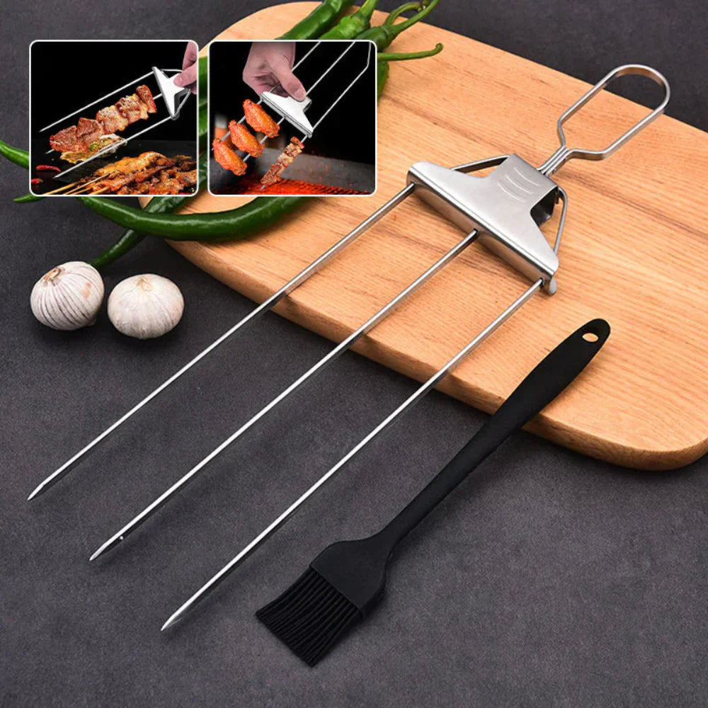 BowLift | Stainless Steel BBQ Skewers Triple Grill Tool