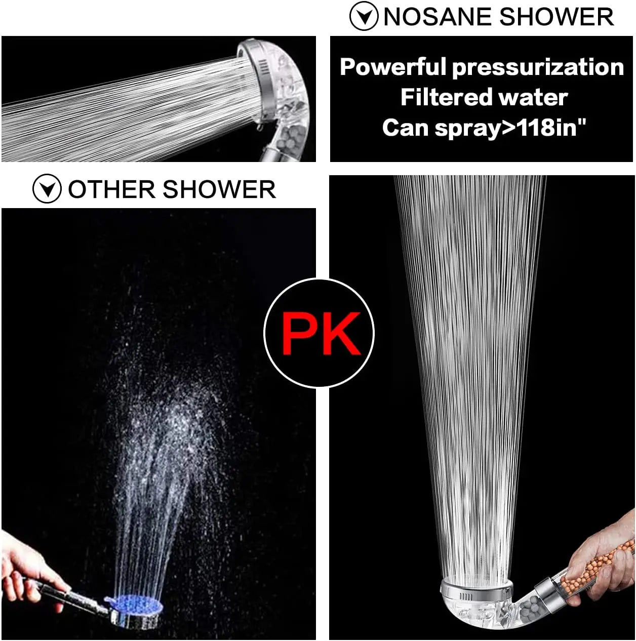 BowLift | High Pressure Water-Saving Shower Head with Filter - AquaGlow