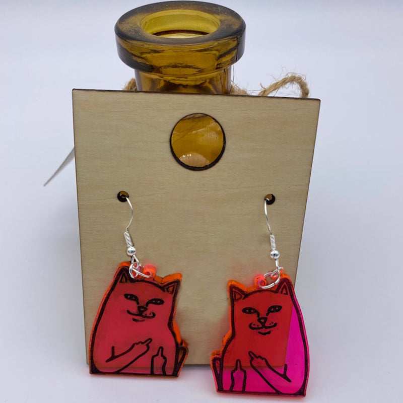 BowLift | Fun Cat Earrings with Middle Finger