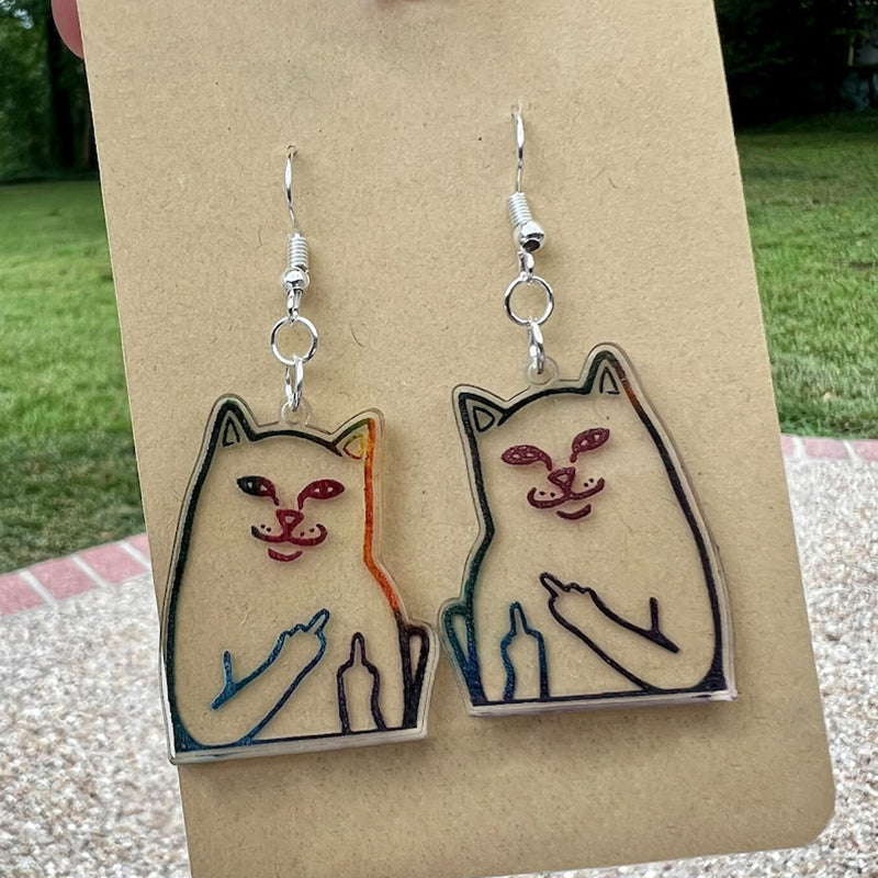 BowLift | Fun Cat Earrings with Middle Finger