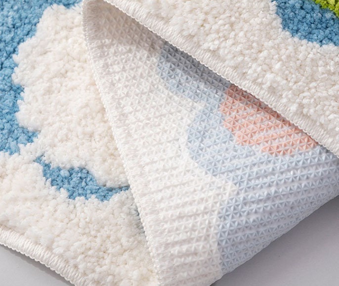 BowLift | Colorful Flower Bathroom Mat, Orange Flora Soft Bathroom Rug, Woven Bath Mat, Purple Tulip Water-Absorbent Non-Slip Bath Mat