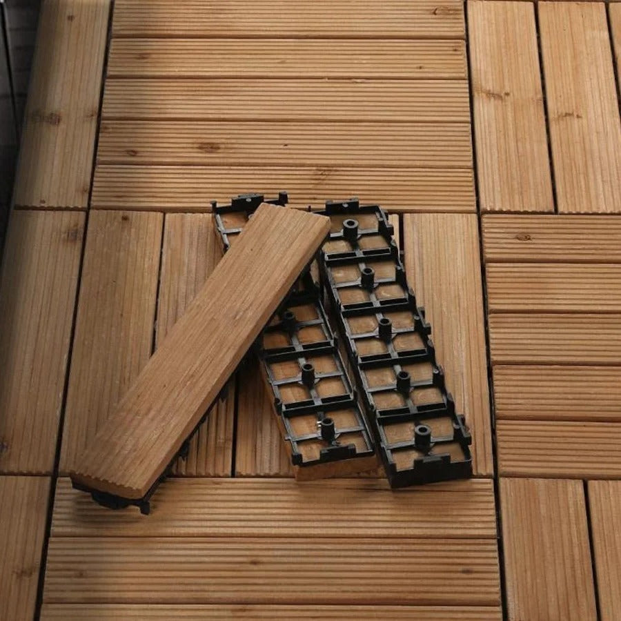 BowLift | Interlocking Outdoor Patio Wood Flooring Deck Tiles 27Pcs