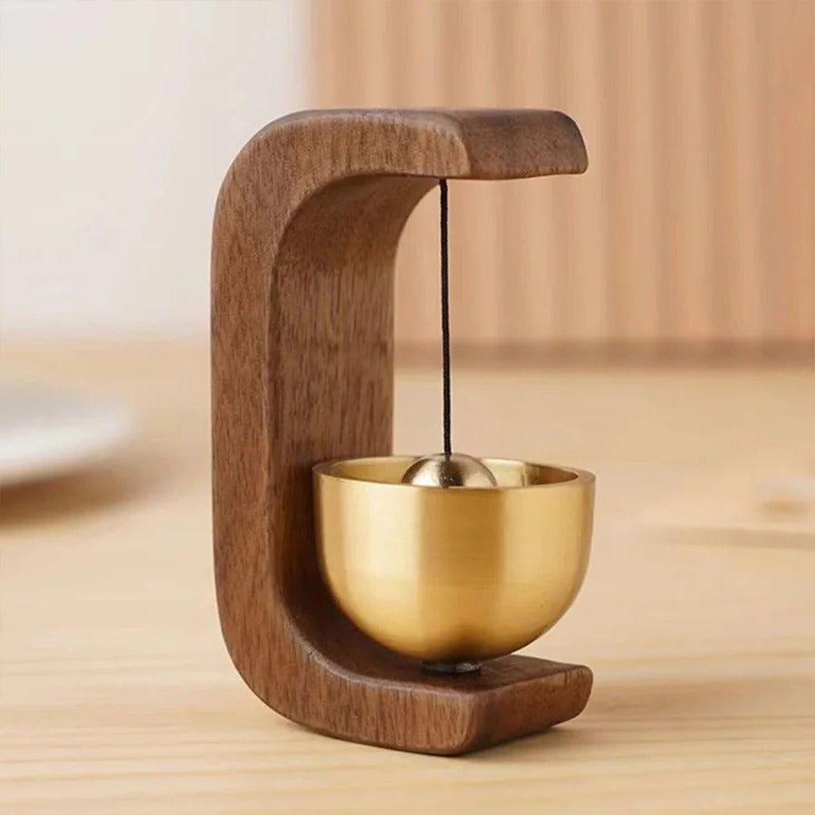 BowLift | Wireless Door Chime with Brass Bell and Wooden Frame