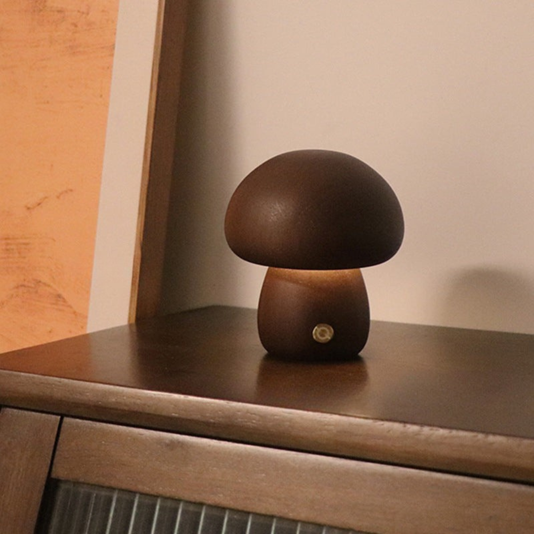 BowLift | Table Lamp with Wooden Mushroom Design