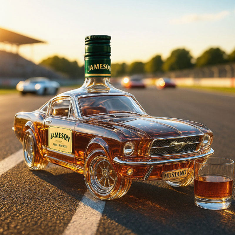 BowLift | Mustang Car Shaped Whiskey Decanter | 3D Design Glass Decanter for Spirits | Home Bar Use