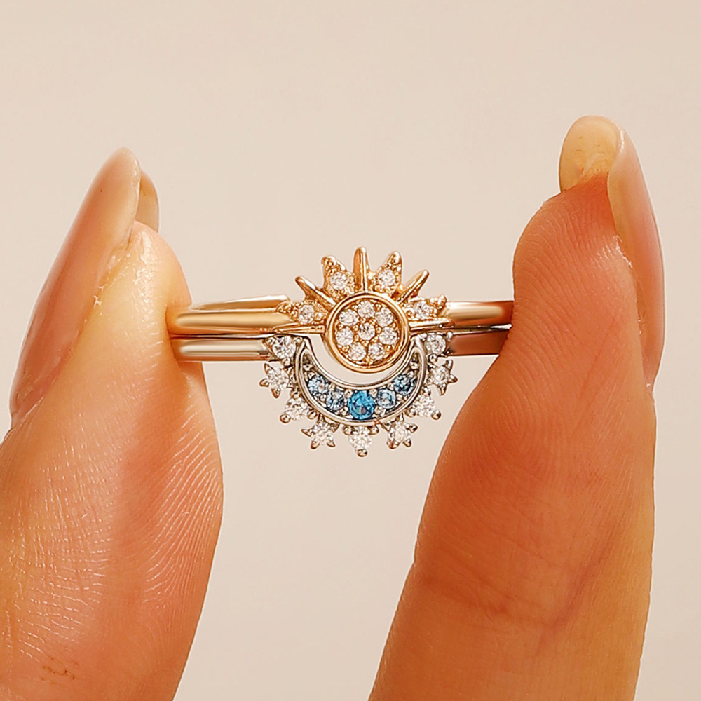 BowLift | Crystal Statement Ring with Sun and Moon Design