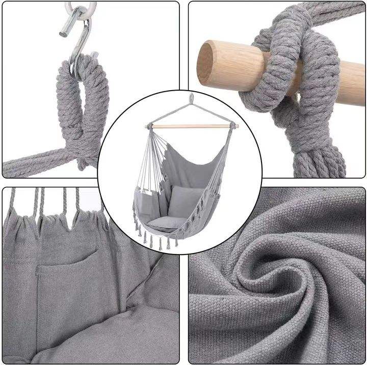 BowLift | Comfortable Hanging Chair with Soft Cushions - Indoor/Outdoor Hanging Swing for Relaxation and Leisure - Durable Cotton Fabric, including Hanging Material