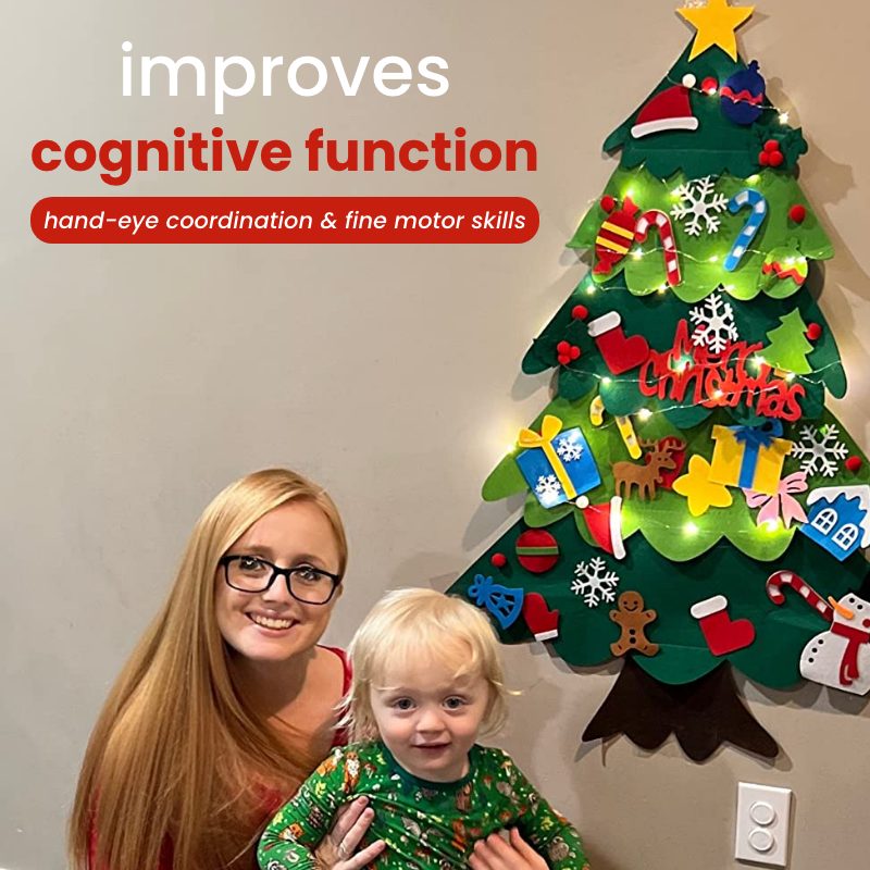 BowLift | DIY Felt Christmas Tree for Kids | 32-piece Set | Safe Learning Toy for Self-Decorating