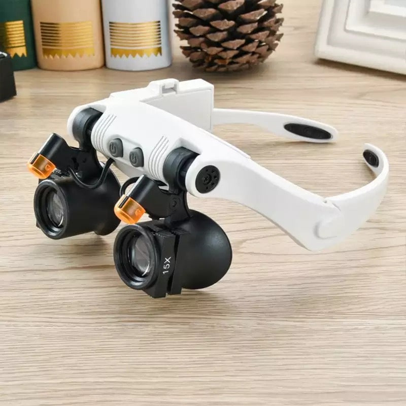 BowLift | Jeweler Headband Magnifying Glass 8 Lens LED Light Glasses