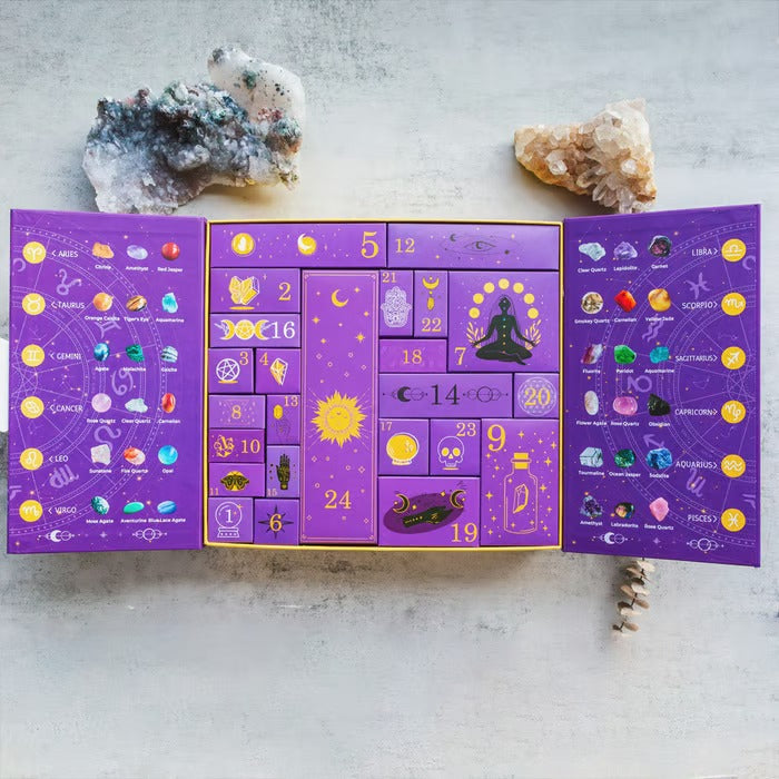 BowLift | Halloween Crystal Advent Calendar | 31-Day Countdown Box | Healing Stone Collection