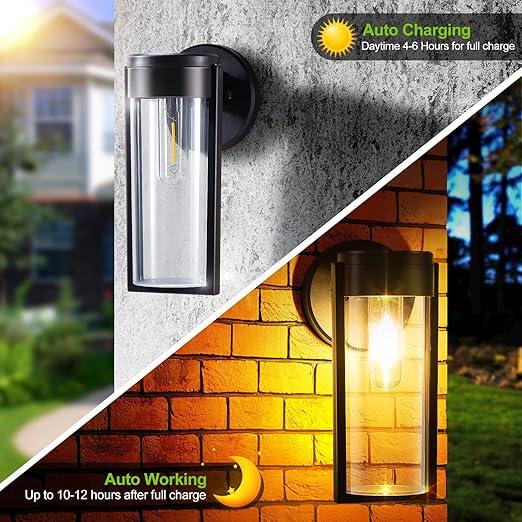 BowLift | Solar Wall Lights Solar-powered Deck Lights, Automatic On/Off Waterproof Solar Outdoor Lights Wall-mounted Solar Decorative Lights for Wall Fence Patio Posts Garden Veranda
