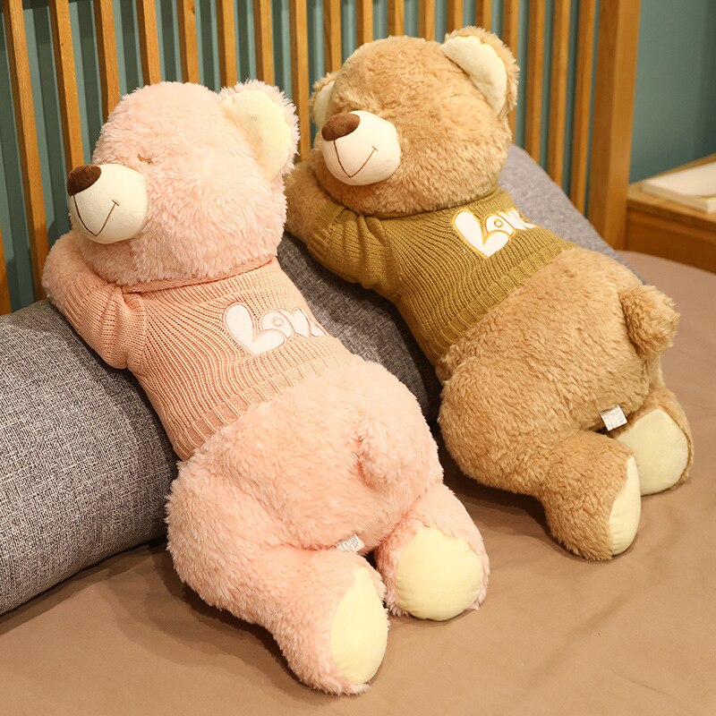 BowLift | Fluffy Sleeping Brown White Dog Bear Plushie